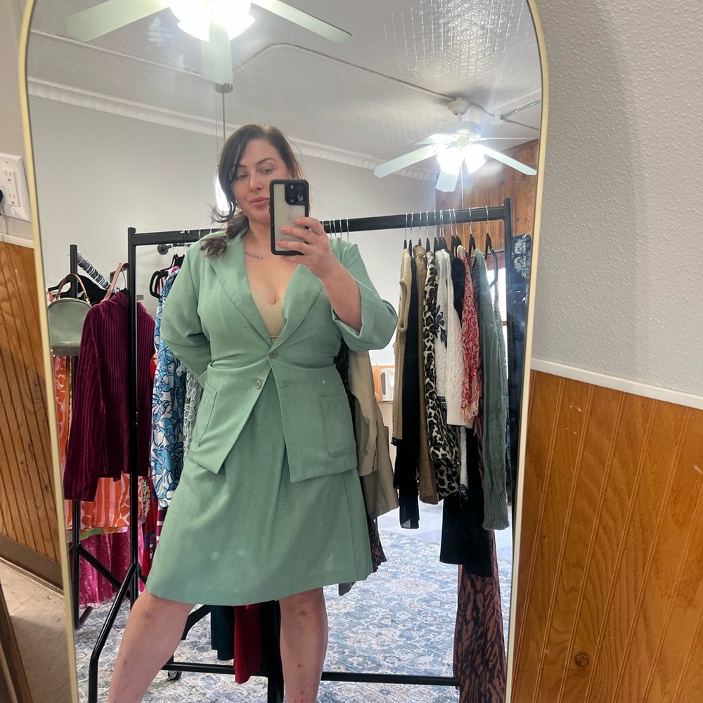 Vintage Green Women's two piece  Dress